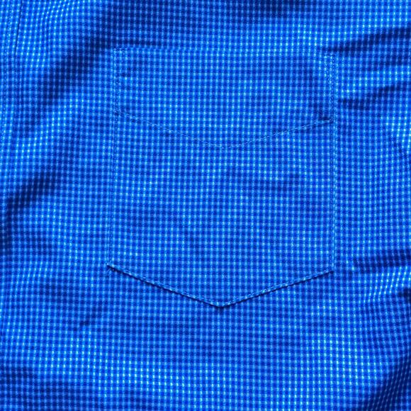 Untuckit Men’s Blue Gingfam Button Down Shirt Wrinkle free, Size 2XL - Picture 2 of 5